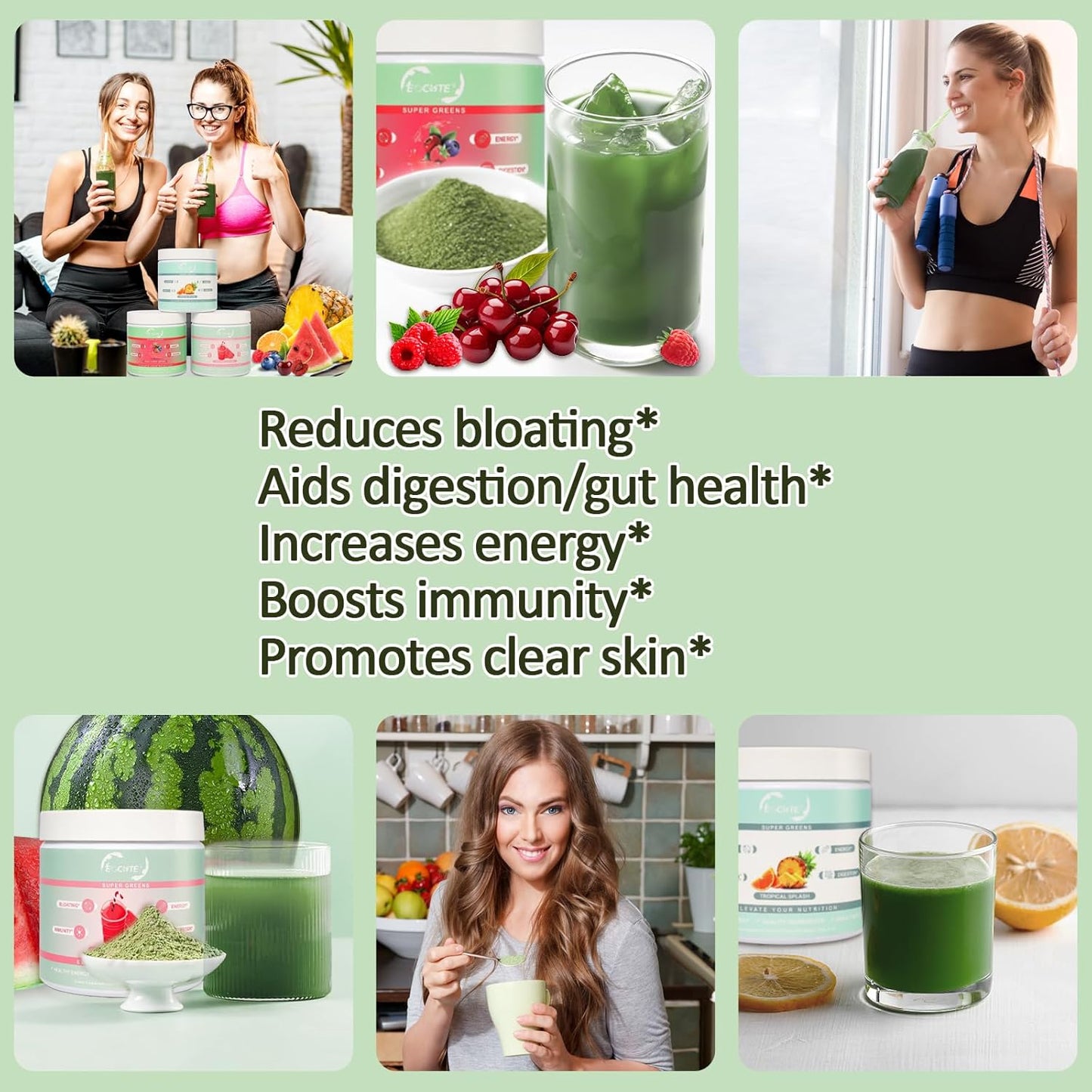 Organic Super Greens Powder for Women - Immune Support, Gut Health, Digestion, Antioxidants - Spirulina & Chlorella Blend, Watermelon Flavor - 8.7oz