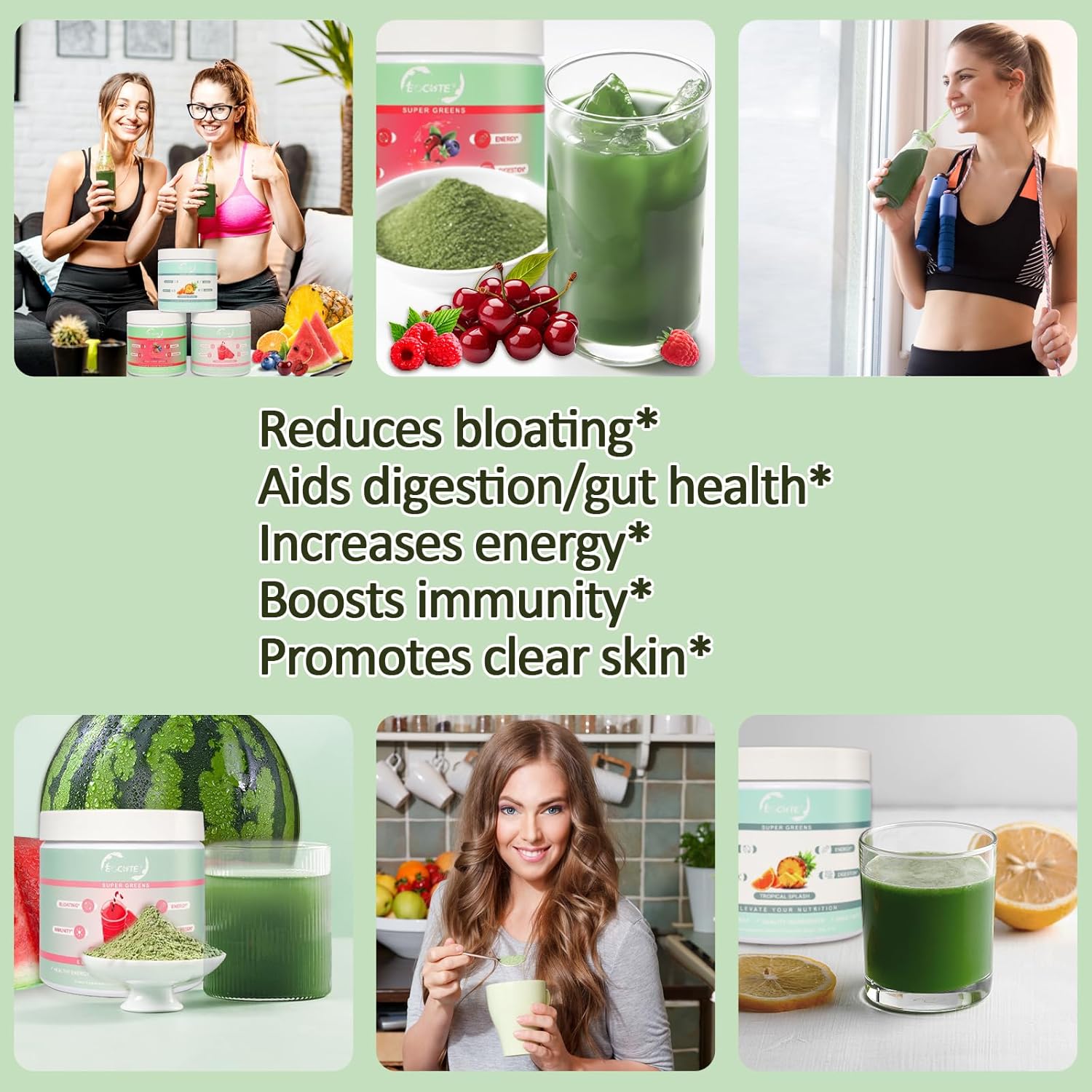 Organic Super Greens Powder for Women - Immune Support, Gut Health, Digestion, Antioxidants - Spirulina & Chlorella Blend, Watermelon Flavor - 8.7oz
