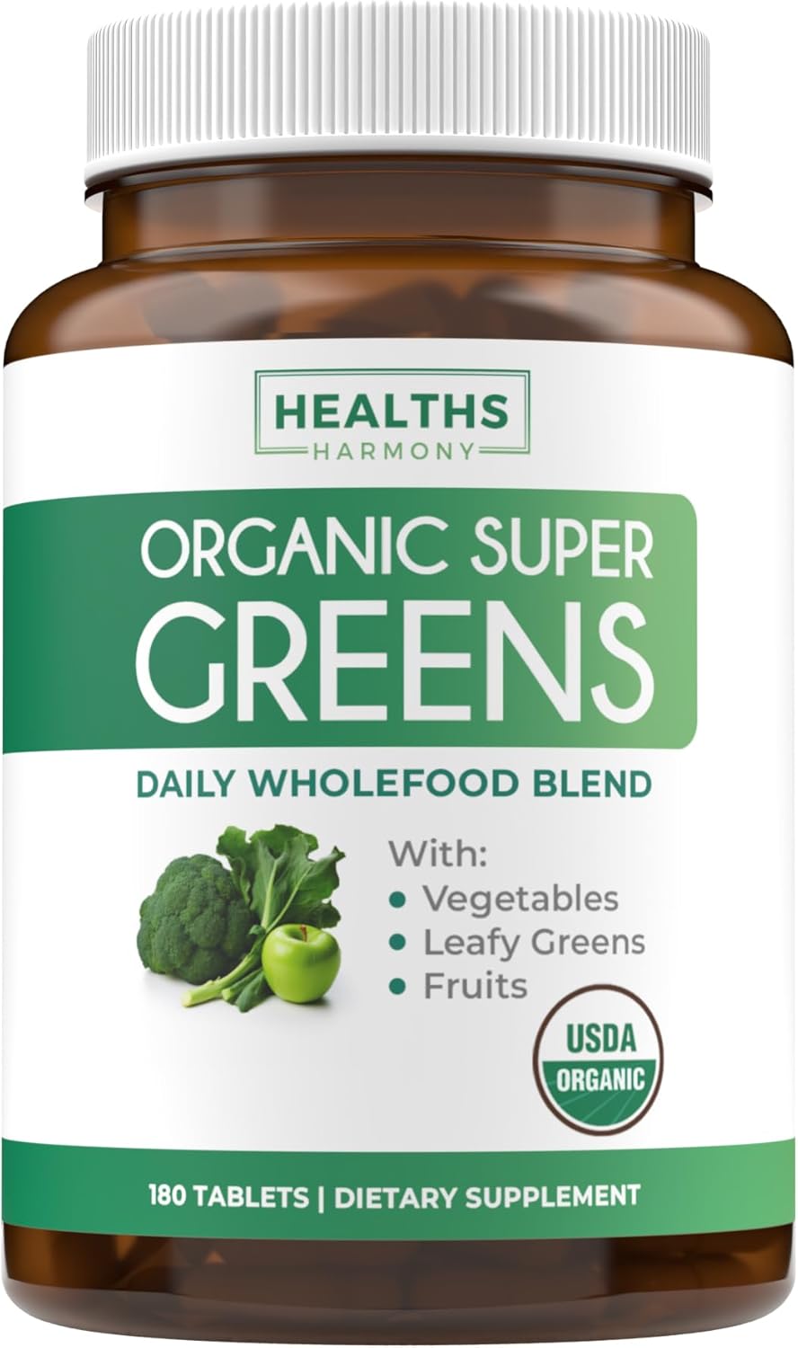 Organic Super Greens Powder & Hawthorn Berry Extract Bundle - High Strength Superfood Supplement (3-Month Supply, 180 Capsules)