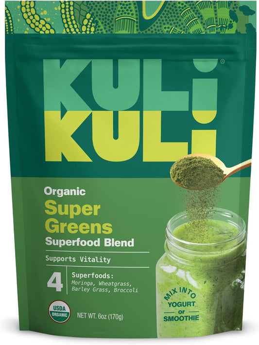 Organic Super Greens Powder with Moringa, Wheatgrass, Broccoli & Barley Grass - 6 oz Plant Based Superfood Powder from Remote Farms
