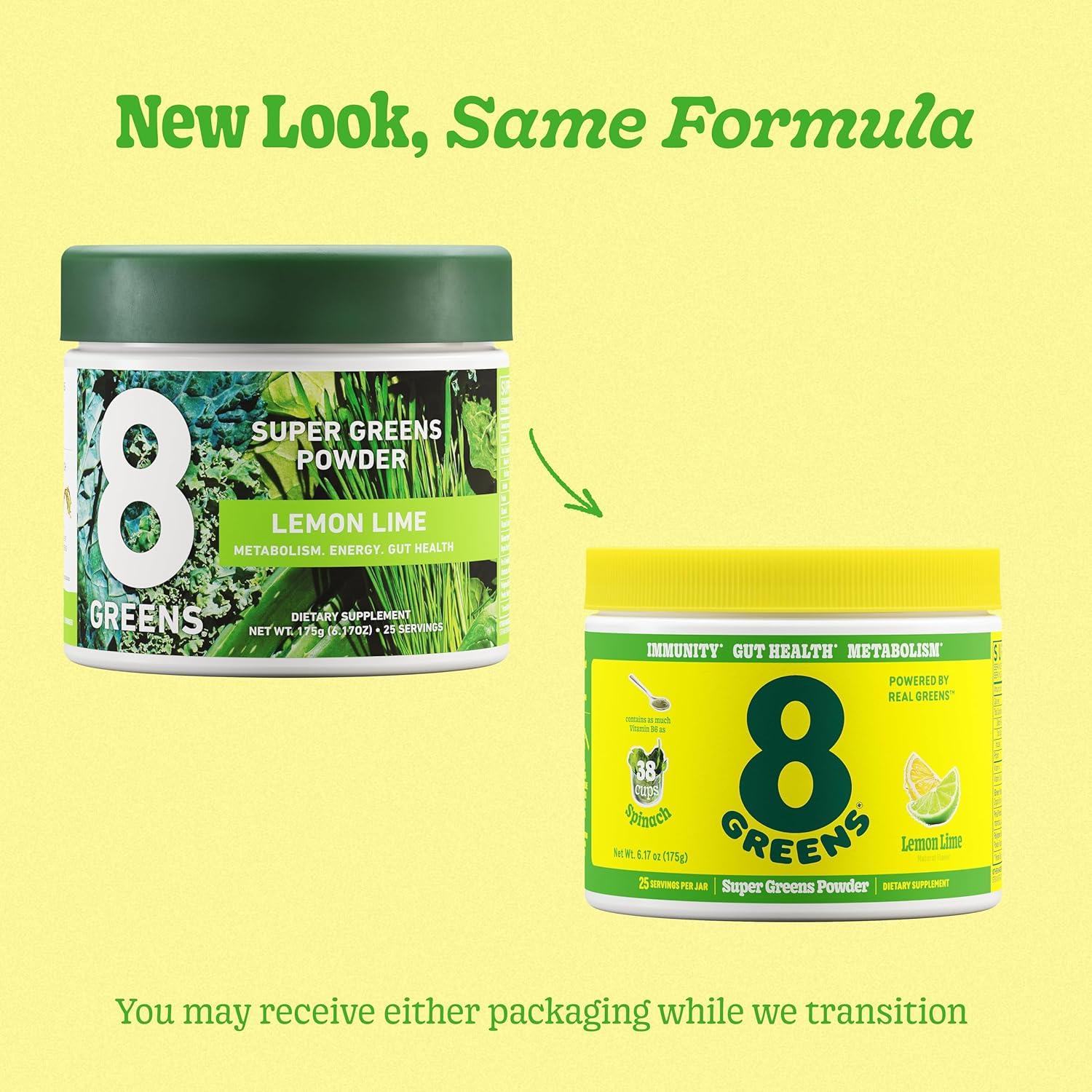 Organic Super Greens Powder with Prebiotic & Probiotic Blend for Gut Health - 25 Servings, Metabolism & Debloating Support