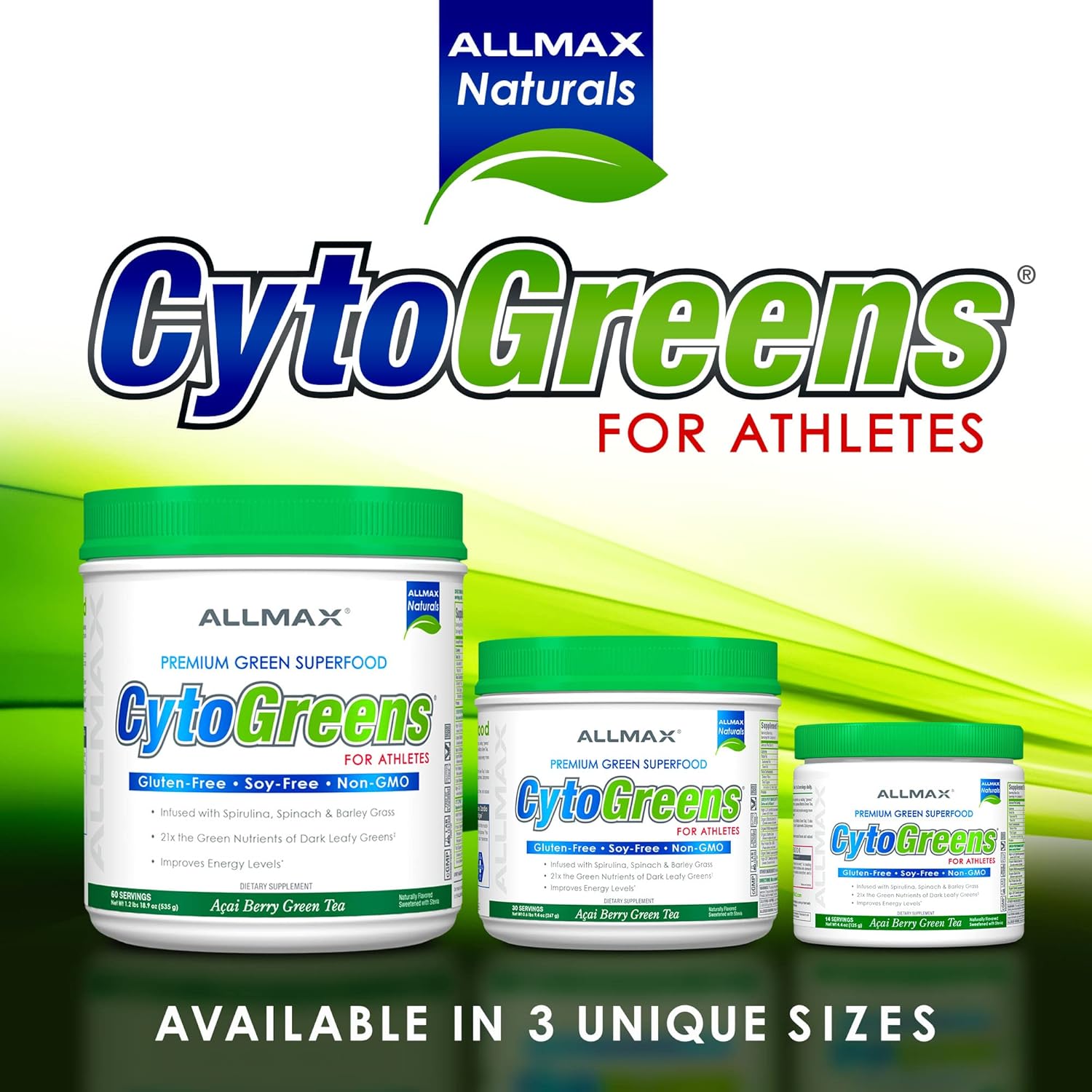 Organic Super Greens Powder with Spirulina, Spinach & Barley Grass - 125g Vegan Supplement for Immune Health and Digestion by ALLMAX Nutrition