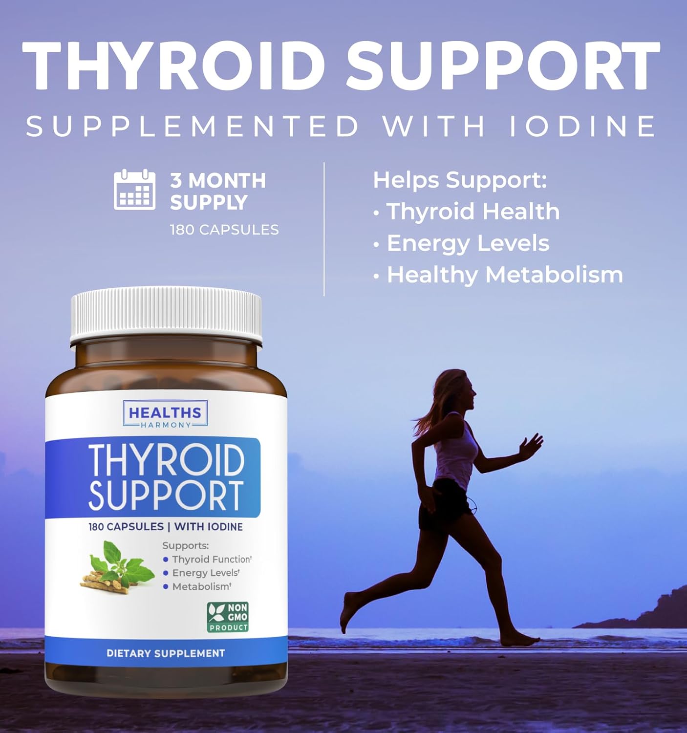 Organic Super Greens & Thyroid Support Bundle - 3-Month Supply for Men and Women - Complete Superfood Powder and Thyroid Vitality Capsules (Non-GMO)