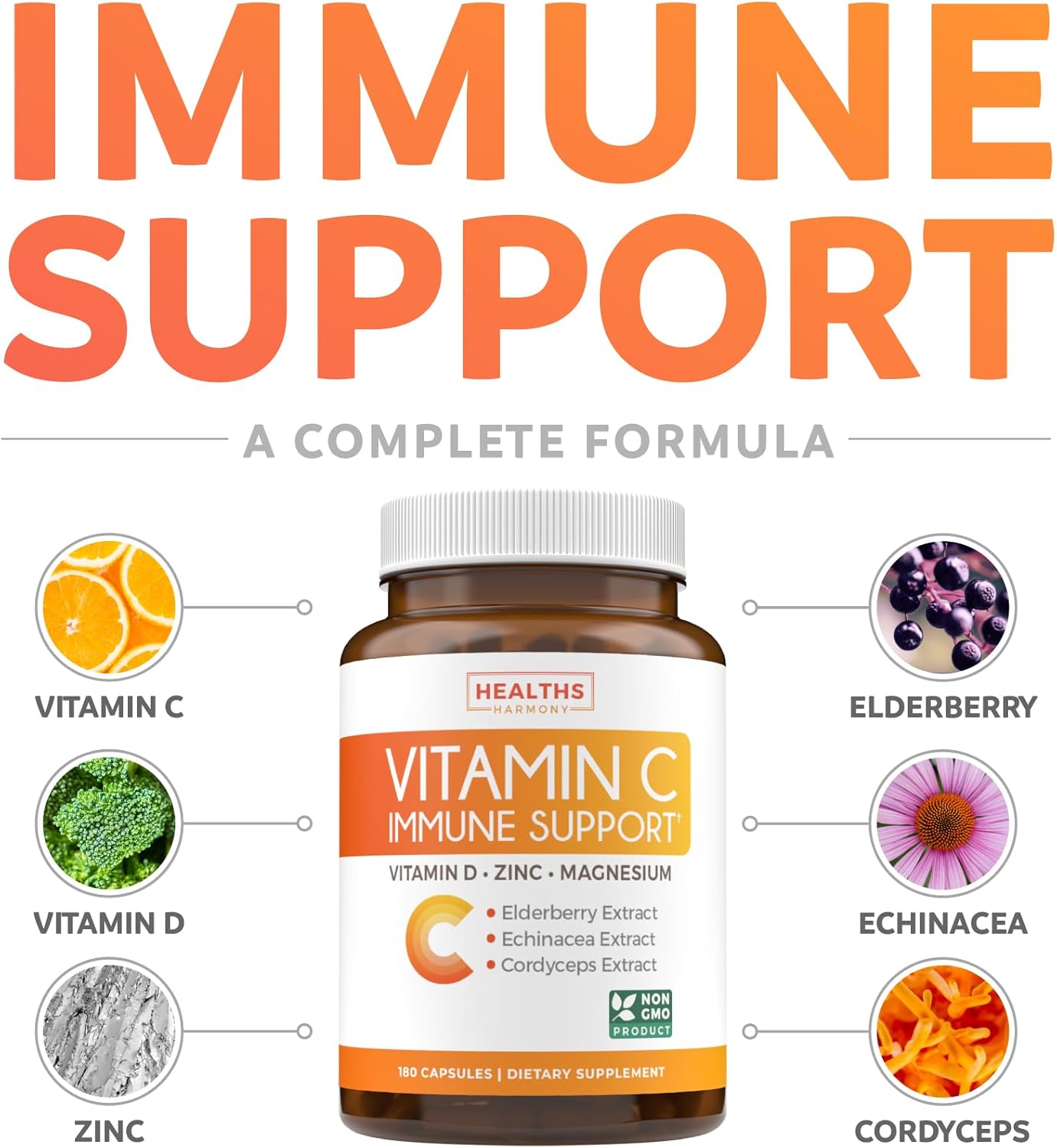 Organic Super Greens & Vitamin C Bundle - 3-Month Supply of Complete Superfood Capsules for Immune Support