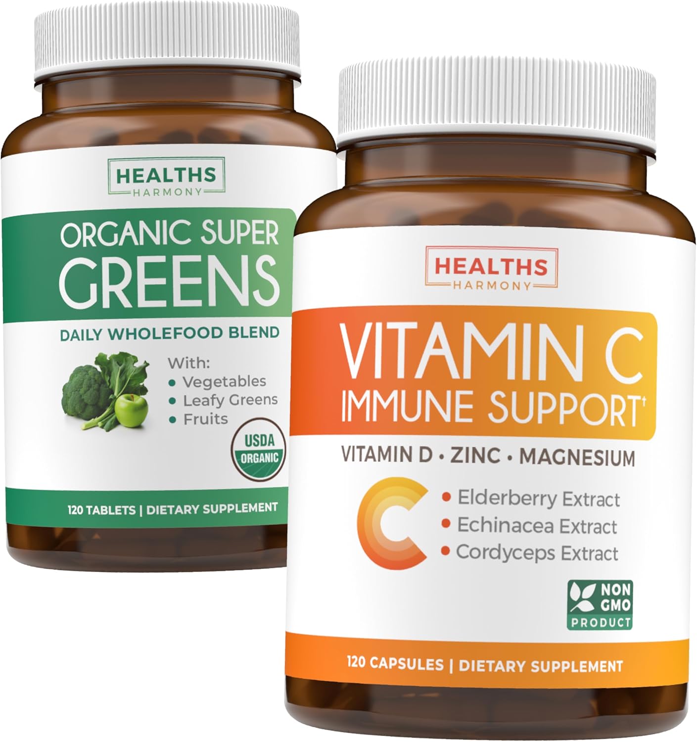 Organic Super Greens & Vitamin C Bundle - Immune Support (2-Month Supply)