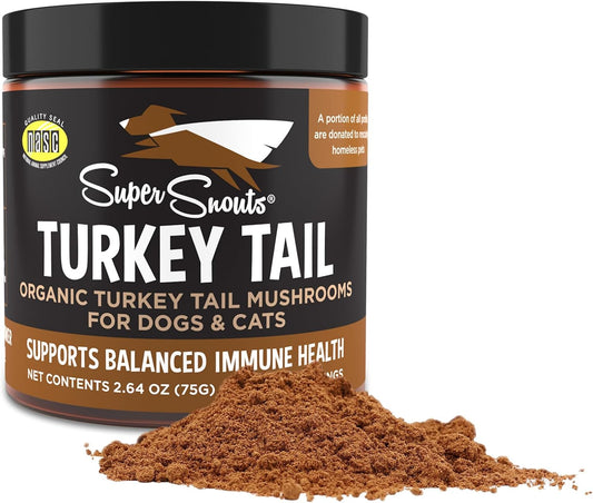 Organic Super Snouts Turkey Tail Mushroom Supplement Powder for Dogs & Cats - 2.64 oz, Made in USA, Antioxidant, Inflammation, Immune Support
