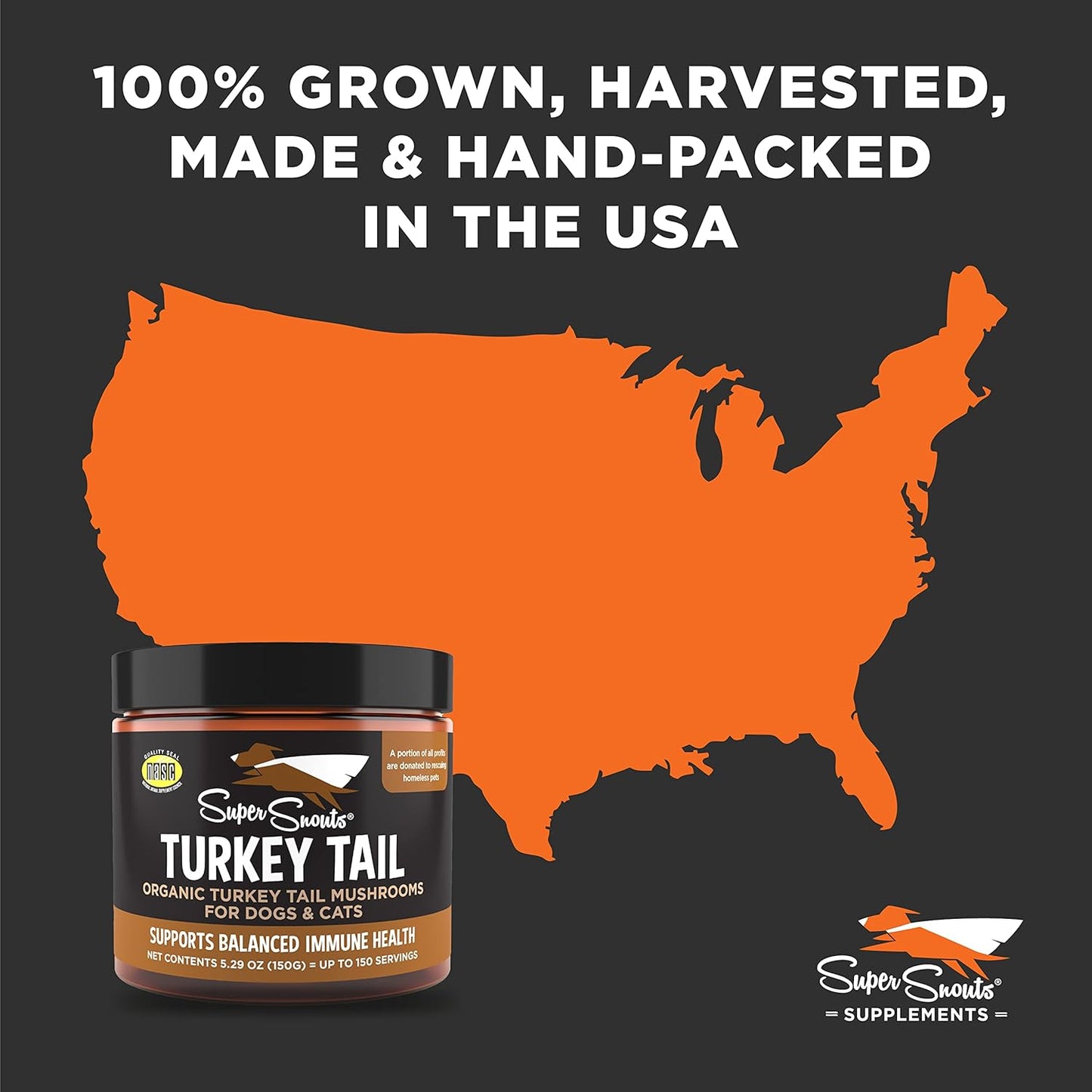 Organic Super Snouts Turkey Tail Mushroom Supplement Powder for Dogs & Cats - 2.64 oz, Made in USA, Antioxidant, Inflammation, Immune Support