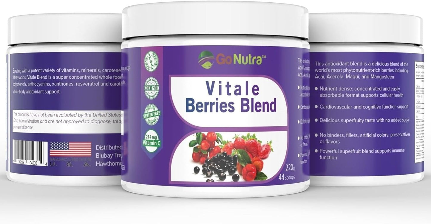 Organic Superfood Antioxidant Berries Blend Smoothie Powder with Acai, Maqui, and Goji Berries - Nutrient-Rich 8oz Mix