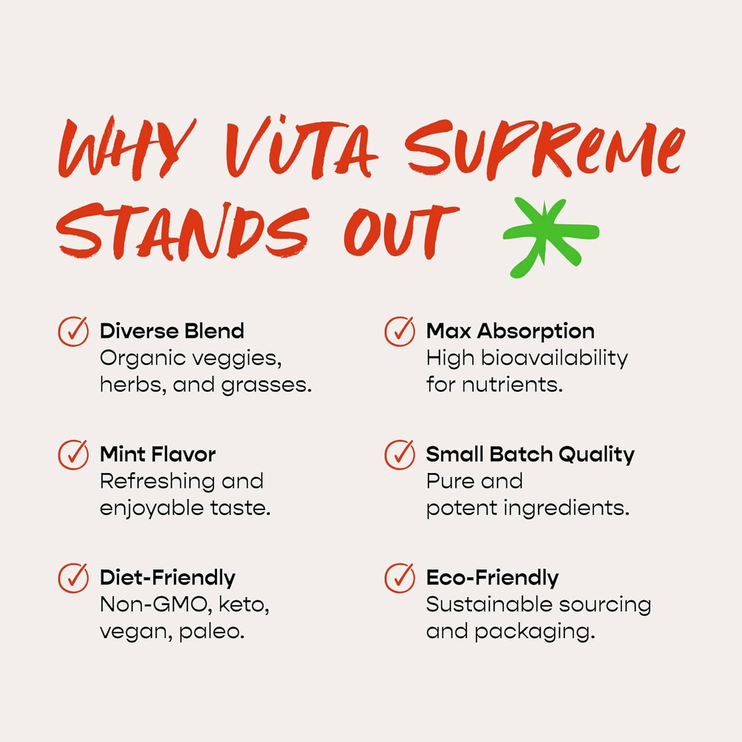 Organic Superfood Greens Powder with MSM for Gut Health, Energy, and Immune Support - Mint Flavor, Sugar Free, Non-GMO, Keto, Vegan - 60 Servings