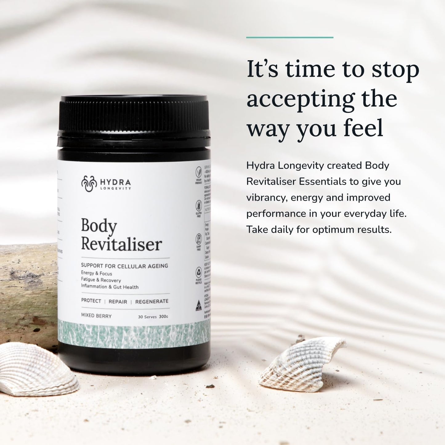 Organic Superfood Powder for Body Revitalization with 49 Ingredients, Prebiotics, Chlorella, Reishi, Vegan, Non-GMO, Gluten-Free - 300g