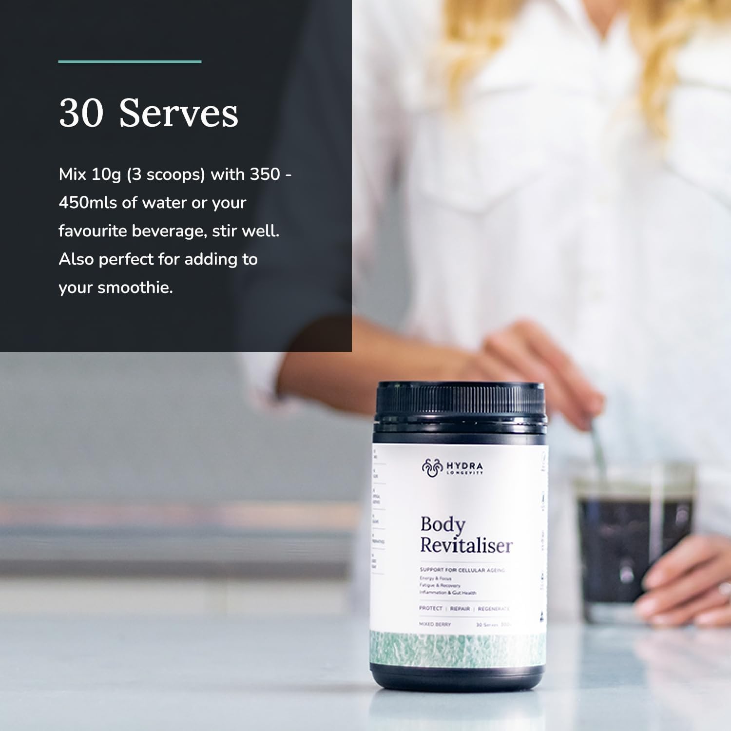 Organic Superfood Powder for Body Revitalization with 49 Ingredients, Prebiotics, Chlorella, Reishi, Vegan, Non-GMO, Gluten-Free - 300g