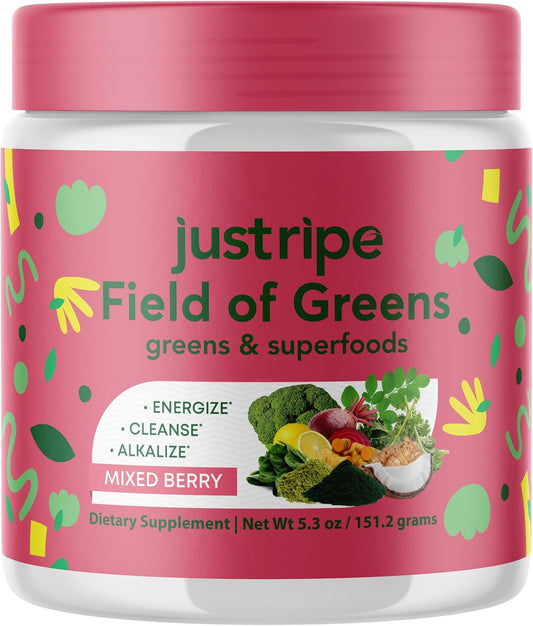Organic Superfood Powder with Probiotics for Gut Health & Immunity, Plant-Based Mix with Spirulina, Chlorella, Beet Root Powder - Mixed Berry Flavor, 28 Servings