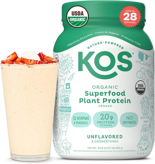 Organic Superfood Vegan Protein Powder - Unflavored, Low Carb Pea Protein Blend - Rich in Vitamins & Minerals - Keto, Soy, Dairy Free - Meal Replacement - 28 Servings