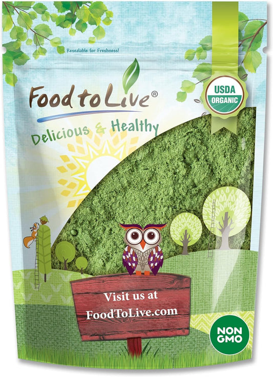 Organic SuperGreens Powder Blend - Kale, Moringa, Spirulina, Wheatgrass. Non-GMO, Vegan, Antioxidants, Chlorophyll. Great for Juices, Smoothies, Baking. Bulk Size