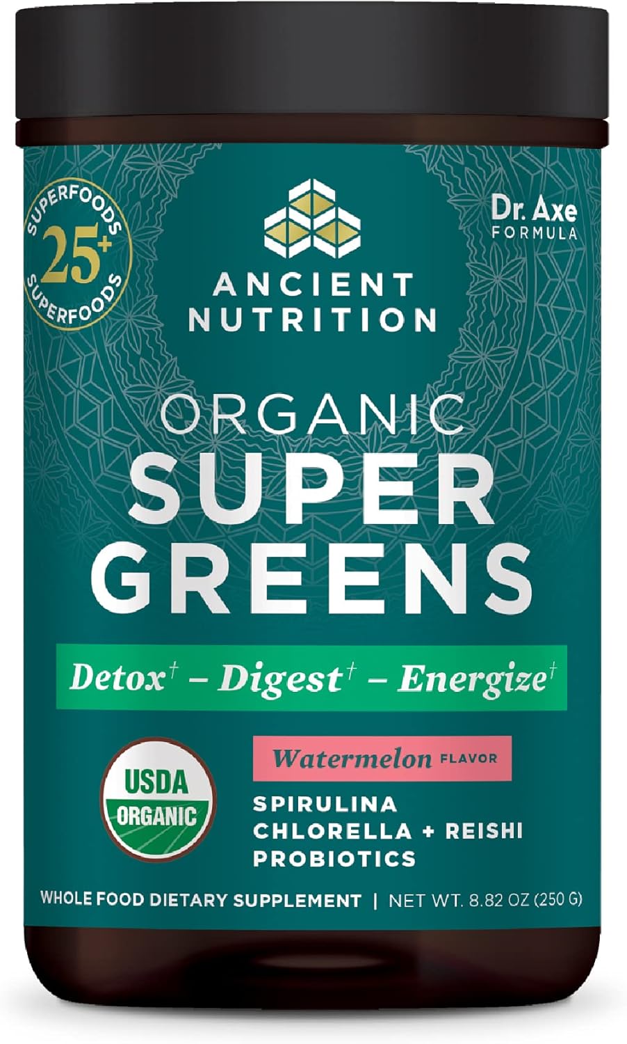 Organic SuperGreens Powder with Probiotics, Peppermint, Real Fruits & Vegetables - Digestive & Energy Support