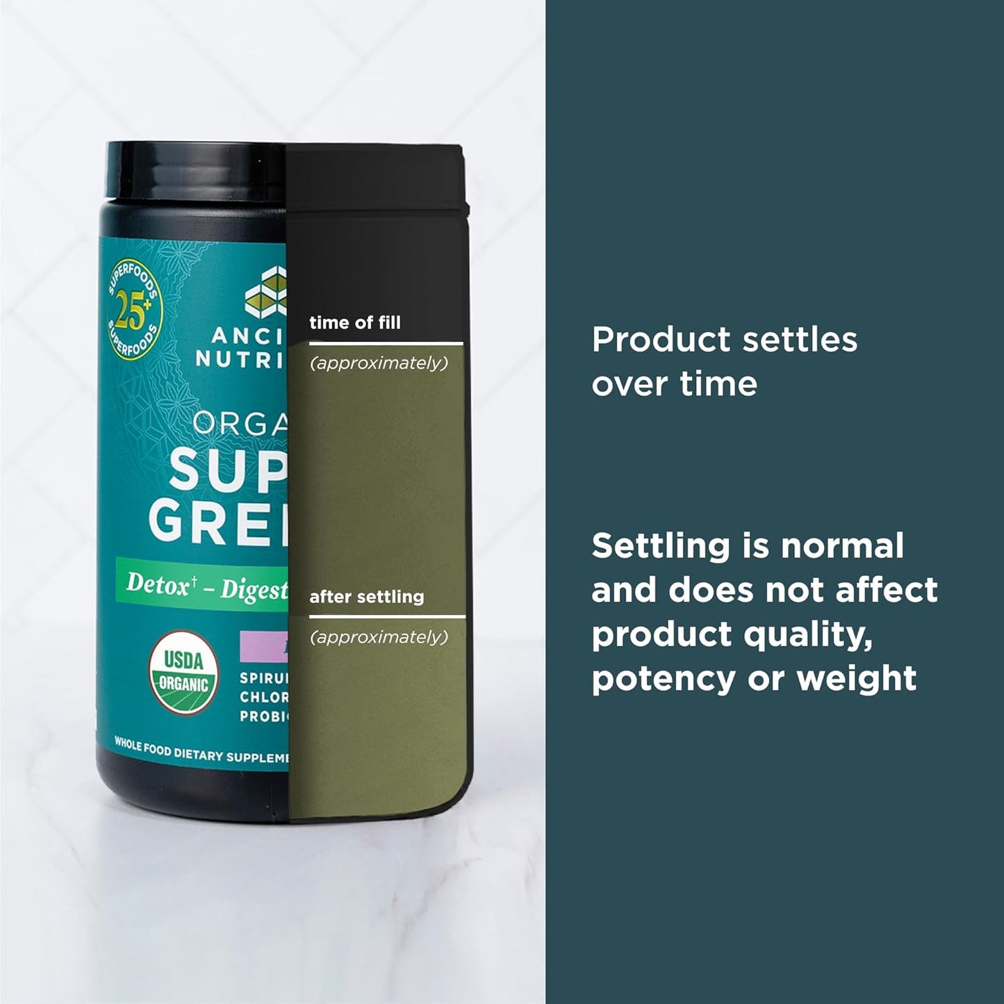 Organic SuperGreens Powder with Probiotics, Peppermint, Real Fruits & Vegetables - Digestive & Energy Support