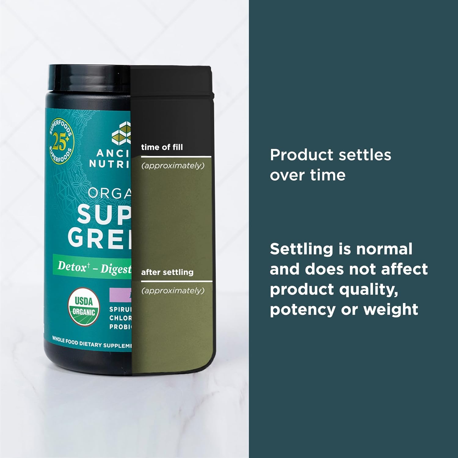Organic SuperGreens Powder with Probiotics, Peppermint, Real Fruits & Vegetables - Digestive & Energy Support