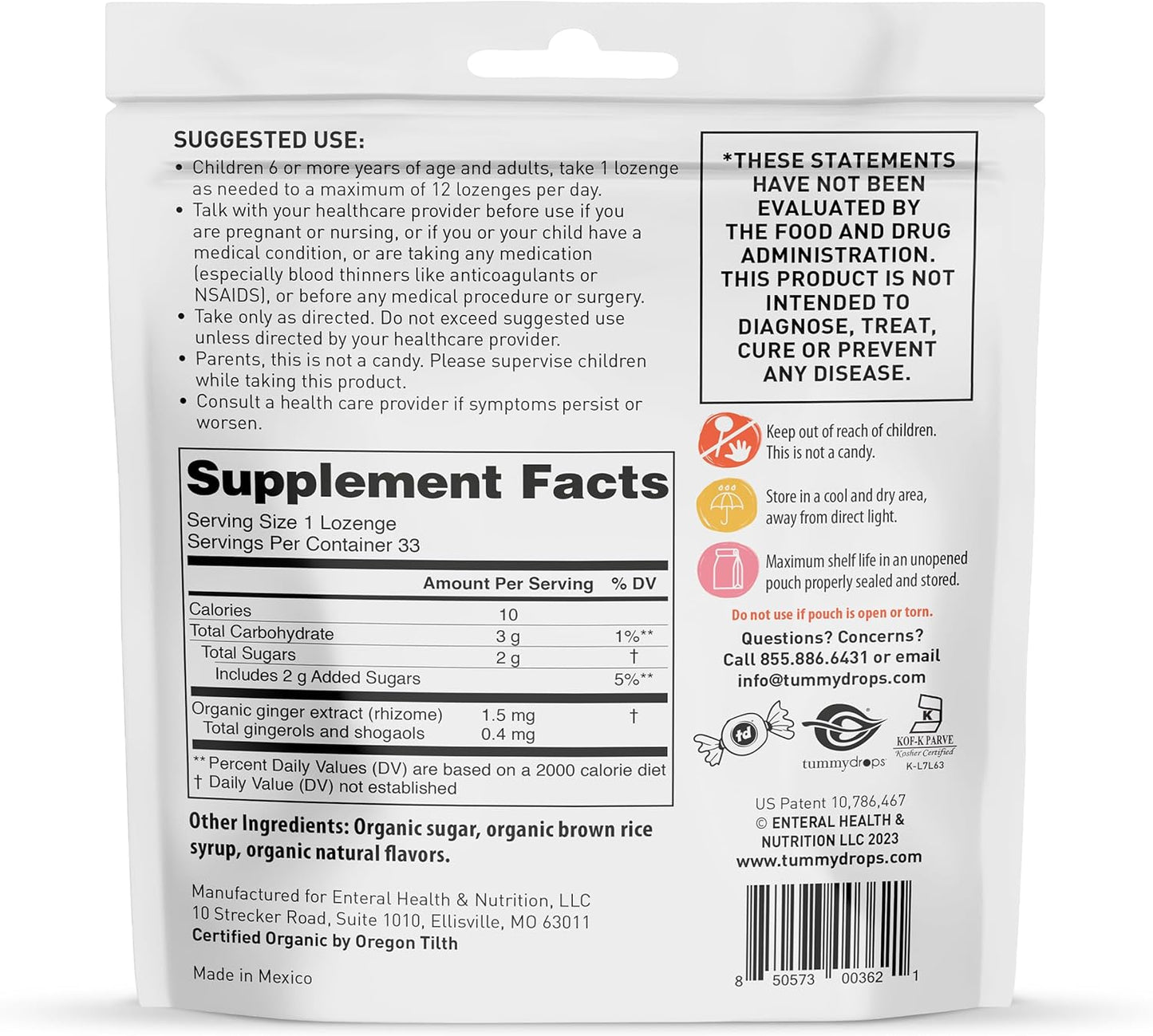 Organic Sweet Blackberry Ginger Tummy Drops - USDA Certified