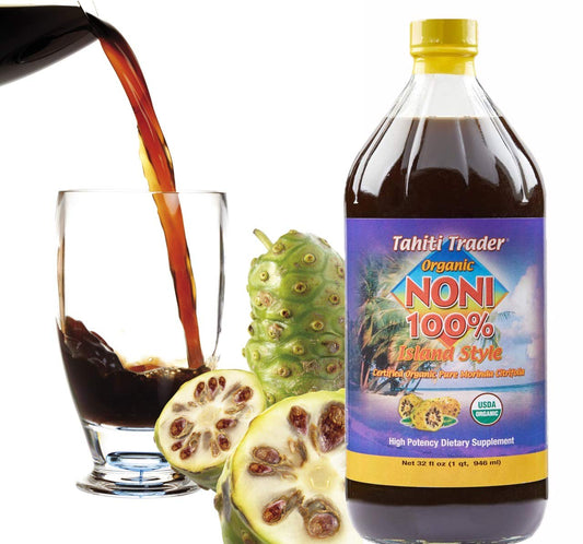 Organic Tahiti Trader Island Style High Potency Noni Juice - Pure Noni Fruit Vinegar - Antioxidant Superfood for Energy & Health - 32oz