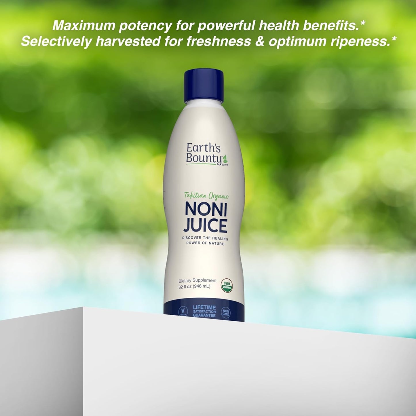 Organic Tahitian Noni Juice - 32 fl.oz - Pure Immune & Joint Support - Organic & Kosher - No Additives - Earth's Bounty