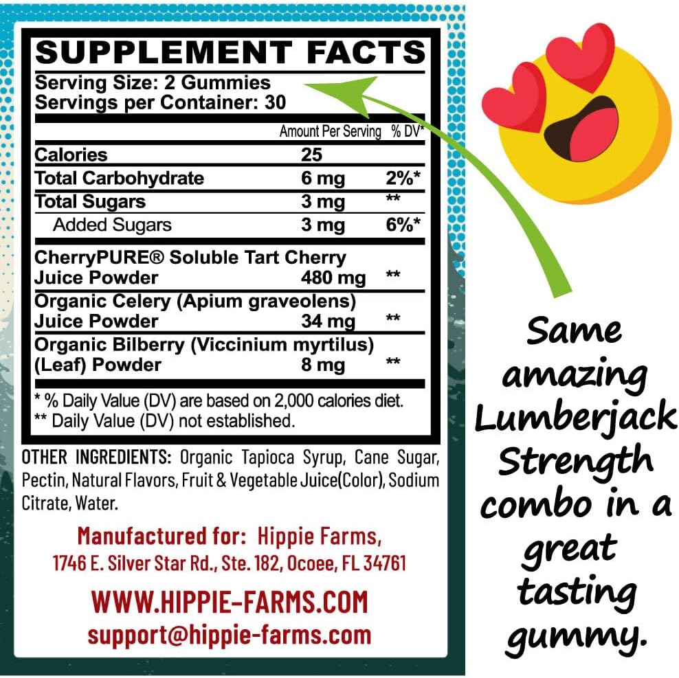 Organic Tart Cherry Gummies from Hippie Farms - 100% USA Grown