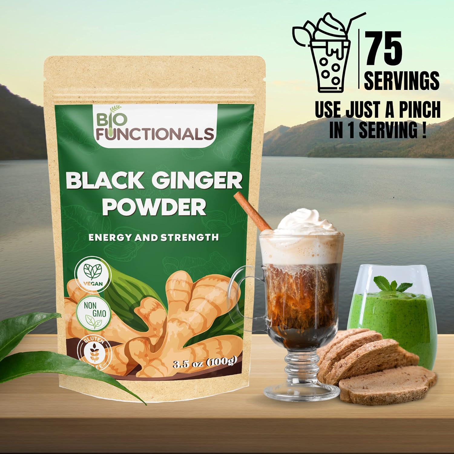 Organic Thai Black Ginger Powder - 3.5 Oz | Kaempferia Parvifora | Boosts Energy and Endurance