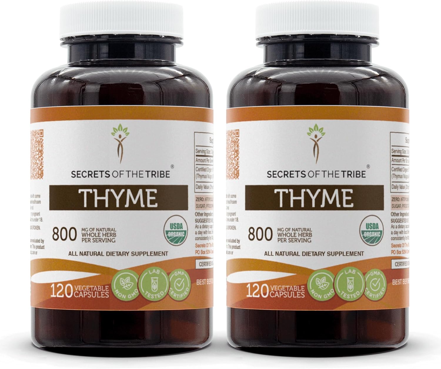 Organic Thyme Capsules 800mg - 240 Capsules, Secrets of the Tribe Thyme Leaf Supplement