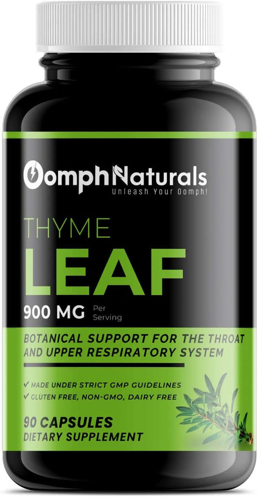 Organic Thyme Leaf Extract Capsules - 900mg Thymus Vulgaris, Non-GMO, Gluten Free Supplement for Respiratory Health - 90 Capsules