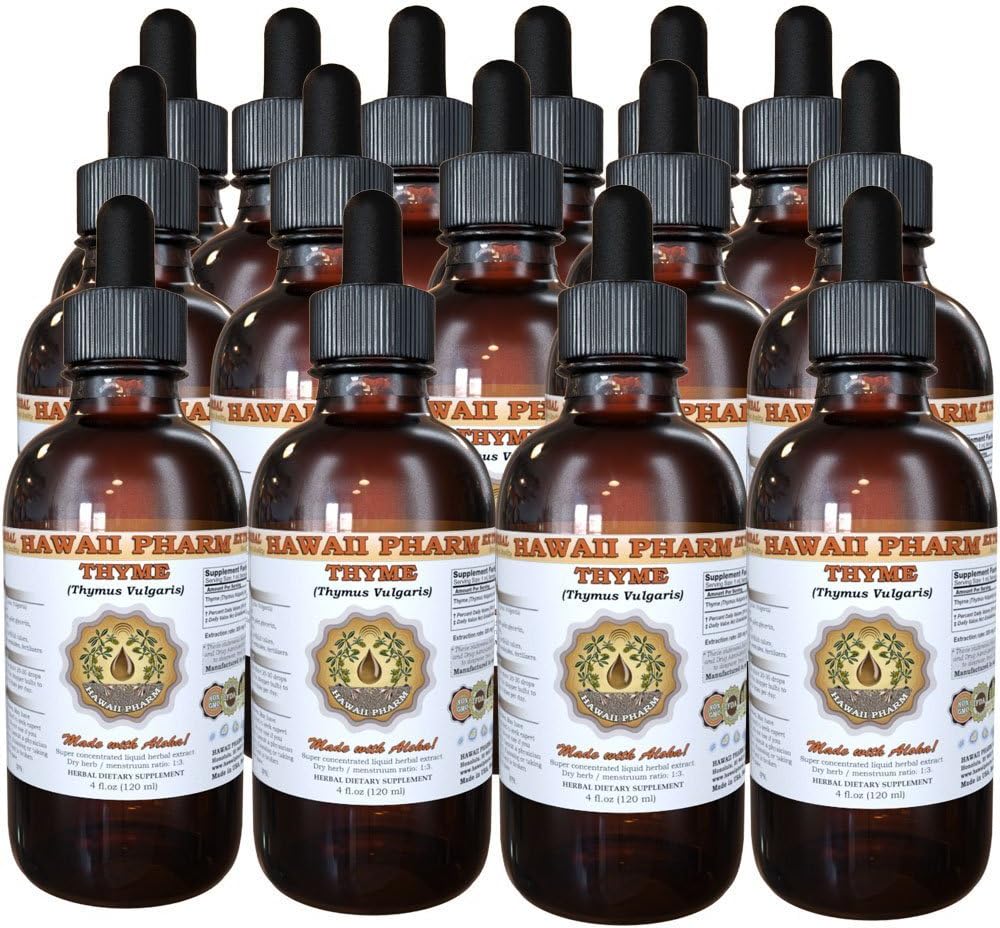 Organic Thyme Liquid Extract Tincture, Herbal Supplement, Hawaii Pharm, 15x4 fl.oz, Made in USA