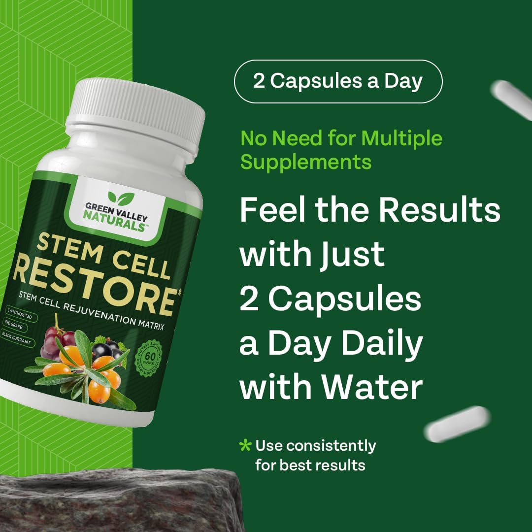 Organic Tibetan Sea Buckthorn Stem Cell Supplement for Regenerative Healing and Healthy Aging - Brain, Cartilage, Heart, Kidney Support (1 Bottle, 60 Count)