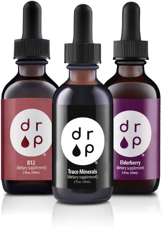 Organic Trace Mineral, Elderberry, and Vitamin B12 Drops Bundle - D R P Drop Supplements