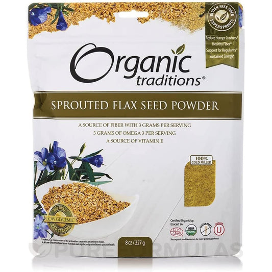 Organic Traditions Sprouted Flax Golden Seeds - 8 oz Bag