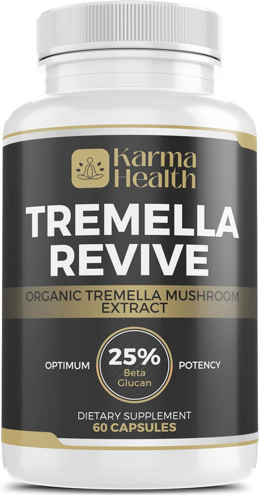 Organic Tremella Mushroom Capsules with 25% Beta Glucan - Vegan & GMO Free Supplement for Health and Wellness - BoostGo Australia