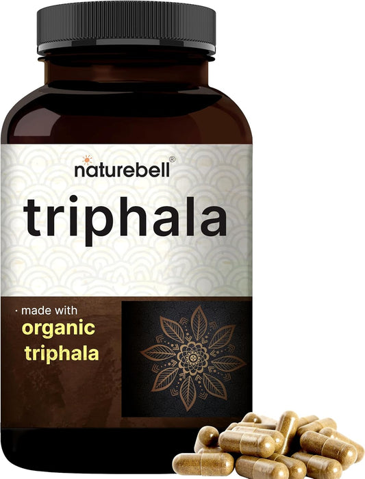 Organic Triphala Capsules 1,500mg - Digestive Health Support - Double Strength - Non-GMO - Made from Amla, Bibhitaki, Haritaki Fruit Powder by NatureBell