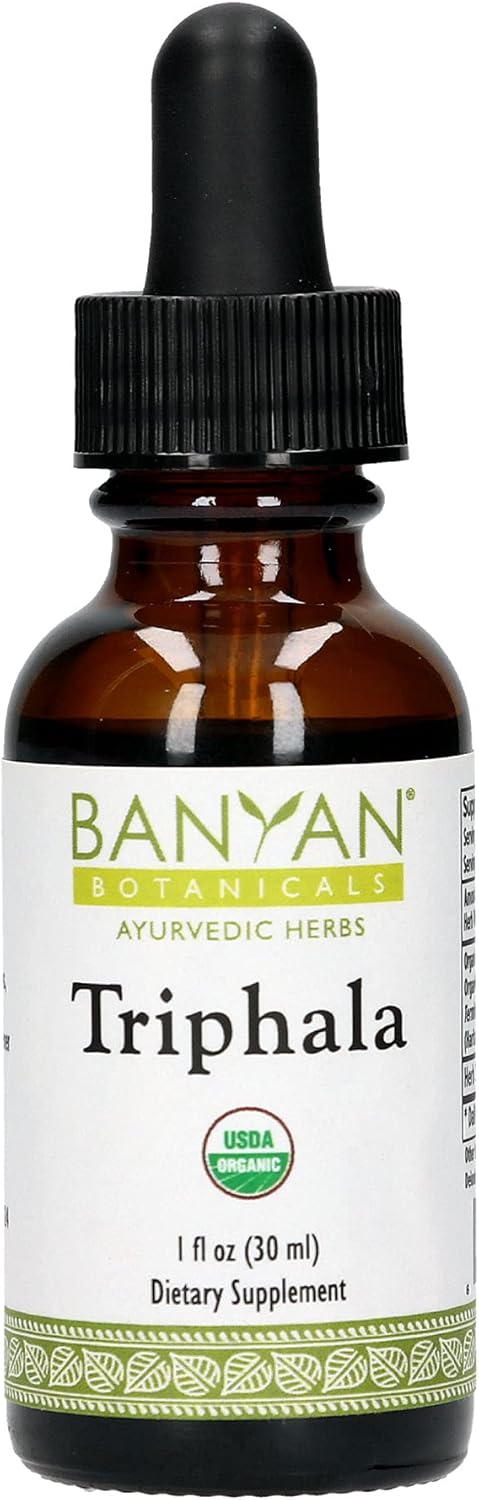 Organic Triphala Liquid Herbal Extract for Daily Detox and Rejuvenation - 1oz Bottle - Non-GMO and Vegan-Friendly