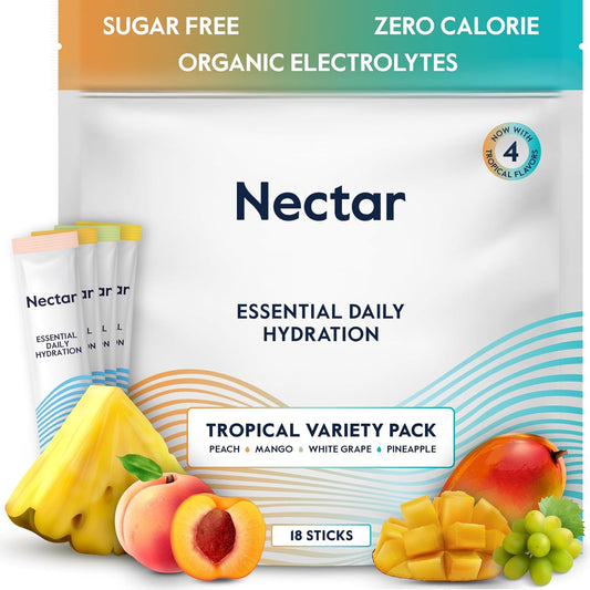 Organic Tropical Electrolyte Powder Packets for Hydration & Rehydration - Sugar Free, 0 Calorie - Daily IV Hydrate Relief - 18 Pack