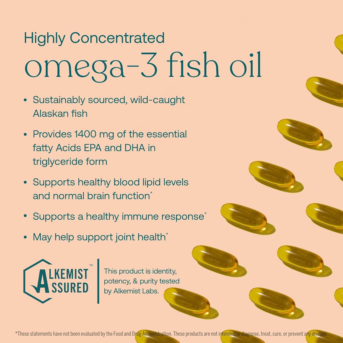 Organic True Grace Omega-3 Fish Oil Softgels - 1400mg EPA + DHA - Supports Brain, Heart, Joint & Immune Health - Gluten and Soy Free - 60 Count