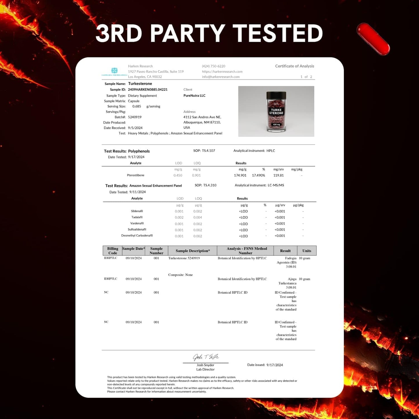 Organic Turkesterone Supplement for Men - Muscle Growth Formula with Fadogia Agrestis, Pterostilbene | 120 Count Powder