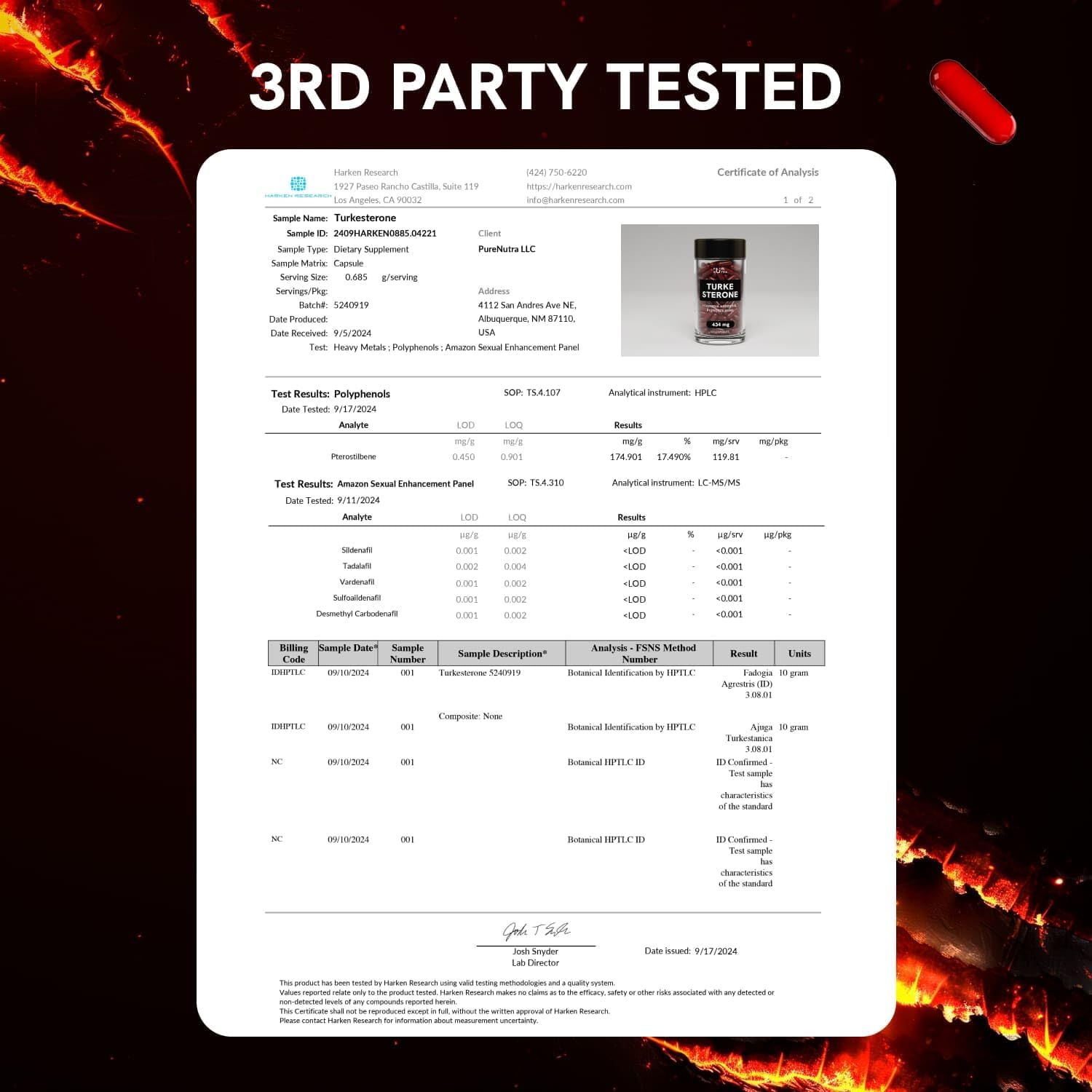 Organic Turkesterone Supplement for Men - Muscle Growth Formula with Fadogia Agrestis, Pterostilbene | 120 Count Powder