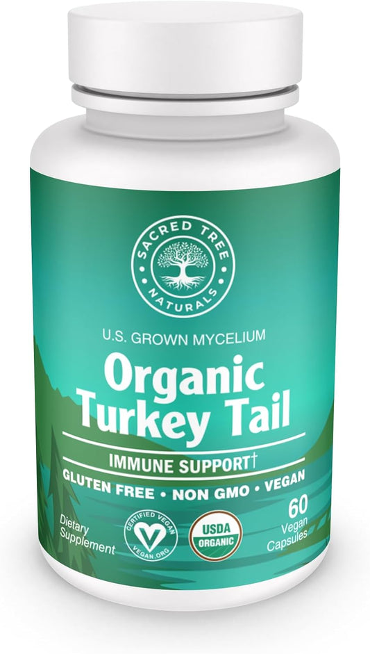 Organic Turkey Tail Mushroom Capsules - Immune Support & Antioxidant Rich Supplement, Natural Digestive Health Aid - 60 Capsules for Wellness & Vitality