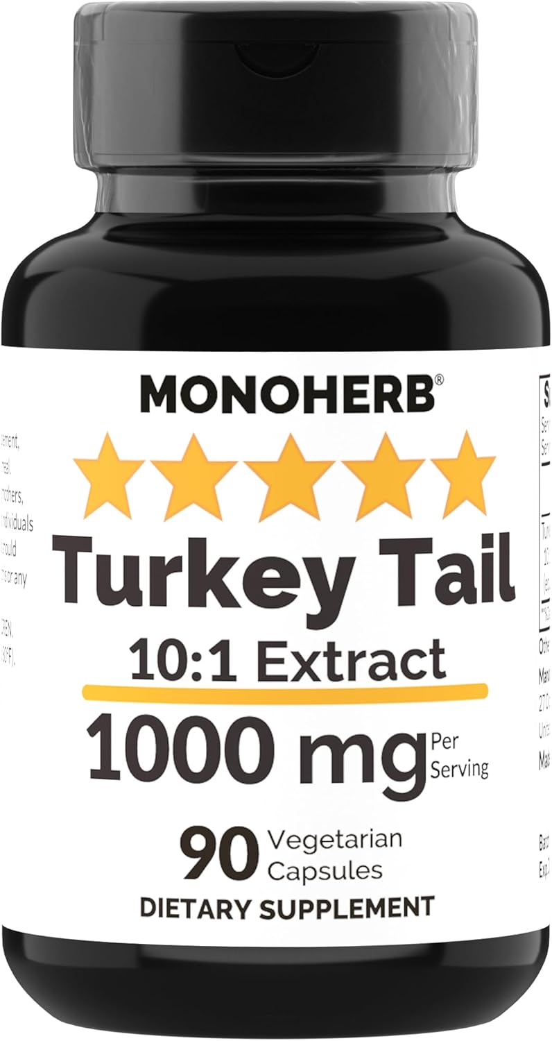 Organic Turkey Tail Mushroom Extract Capsules - 1000mg, 90 Vcaps - Immune Support Supplement