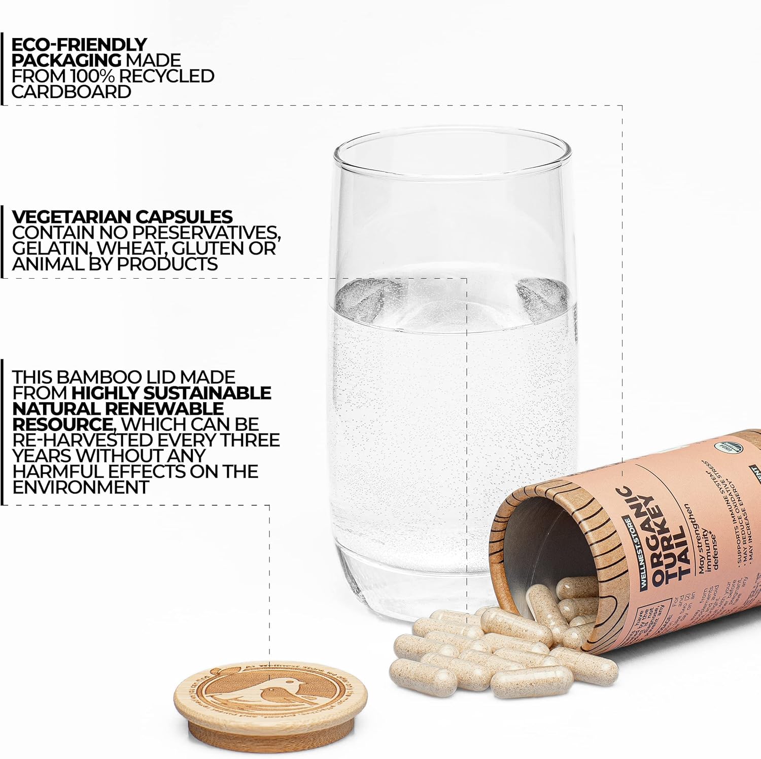 Organic Turkey Tail Mushroom Extract Capsules for Immune Support and Energy Boost - 60 Veggie Capsules