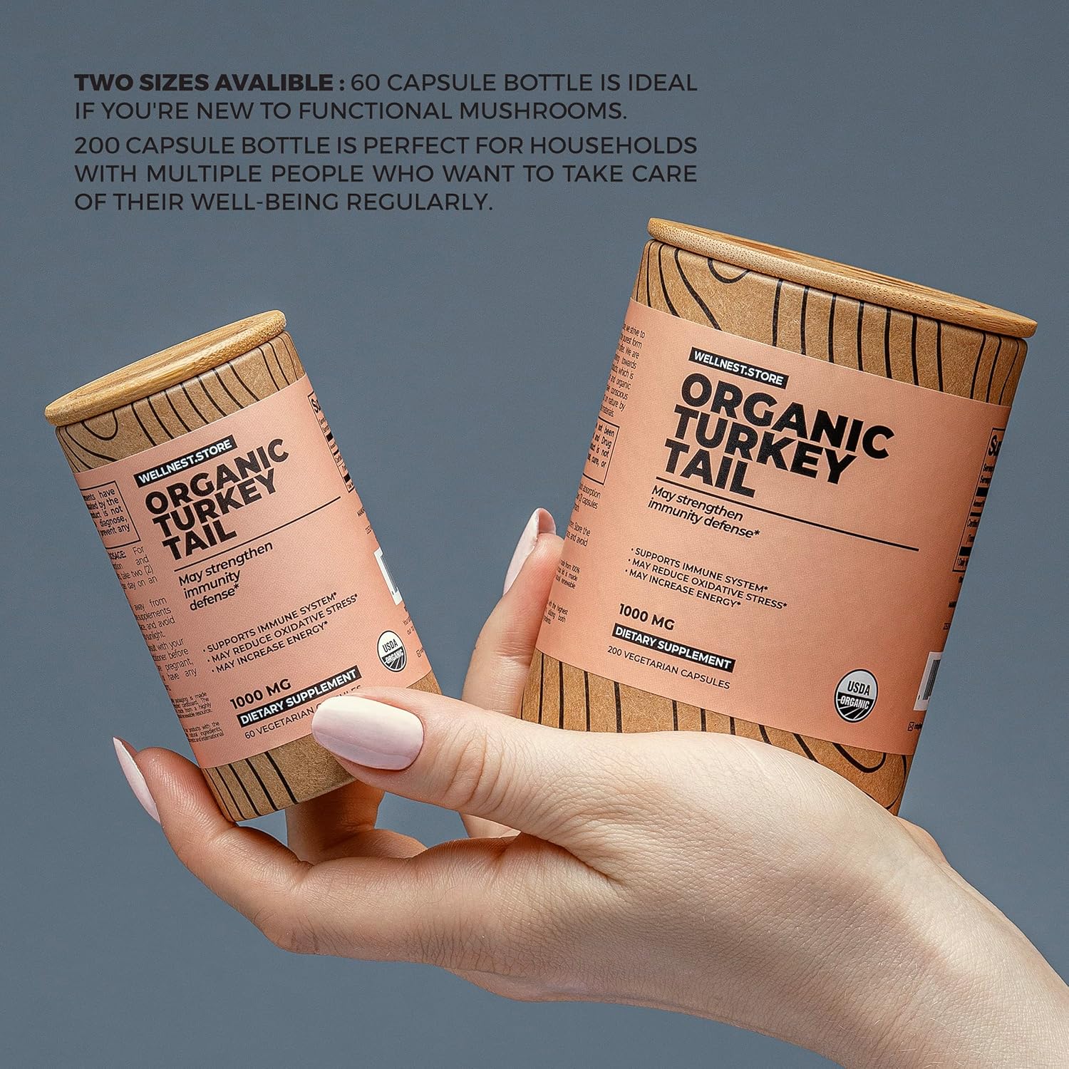 Organic Turkey Tail Mushroom Extract Capsules for Immune Support and Energy Boost - 60 Veggie Capsules