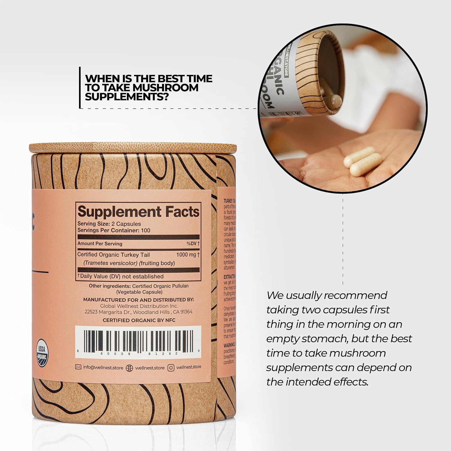 Organic Turkey Tail Mushroom Extract Capsules for Immune Support and Energy Boost - 60 Veggie Capsules