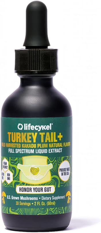 Organic Turkey Tail Mushroom Liquid Extract with Kakadu Plum for Immune Support - Antioxidants and Vitamin C - 2 Fl oz - Made in US