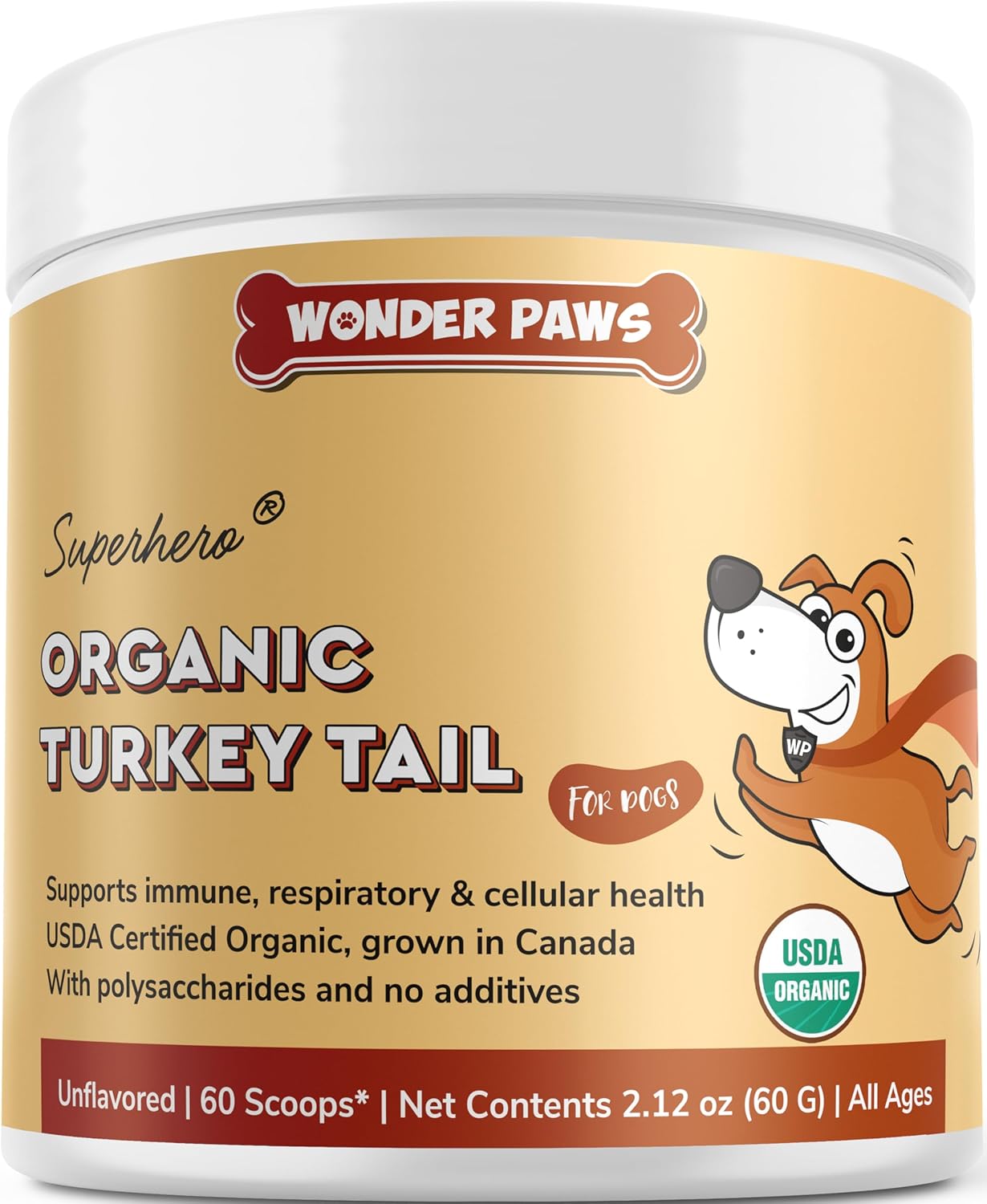 Organic Turkey Tail Mushroom Powder for Dogs - Immune Boosting Mushroom Supplement with Beta Glucans & Polysaccharides - 2.12 oz