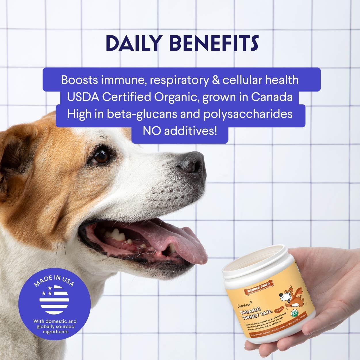 Organic Turkey Tail Mushroom Powder for Dogs - Immune Boosting Mushroom Supplement with Beta Glucans & Polysaccharides - 2.12 oz