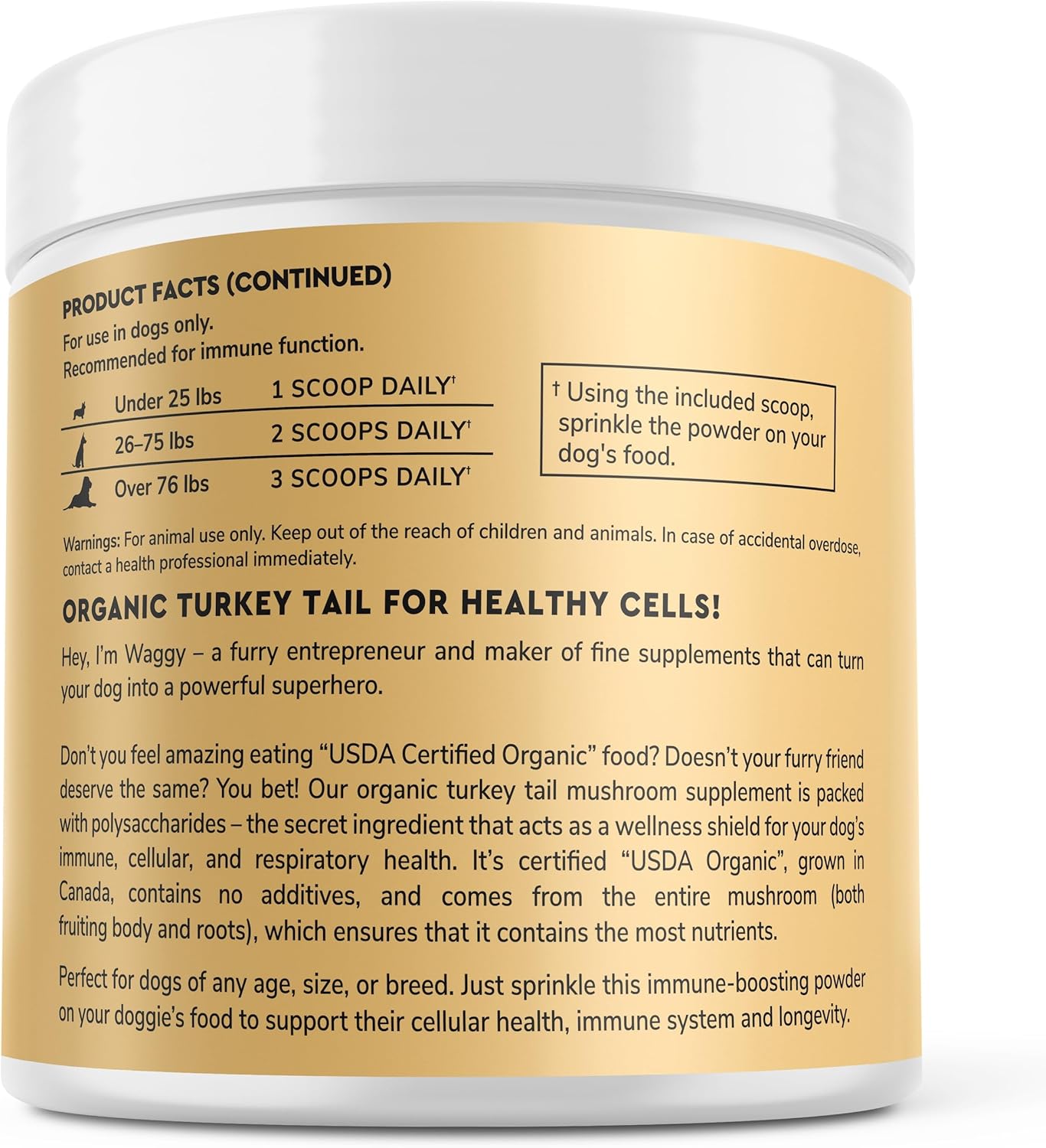 Organic Turkey Tail Mushroom Powder for Dogs - Immune Boosting Mushroom Supplement with Beta Glucans & Polysaccharides - 2.12 oz
