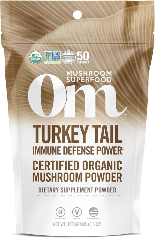 Organic Turkey Tail Mushroom Powder for Immune Support & Gut Health - 3.5oz, 50 Servings, Superfood Supplement