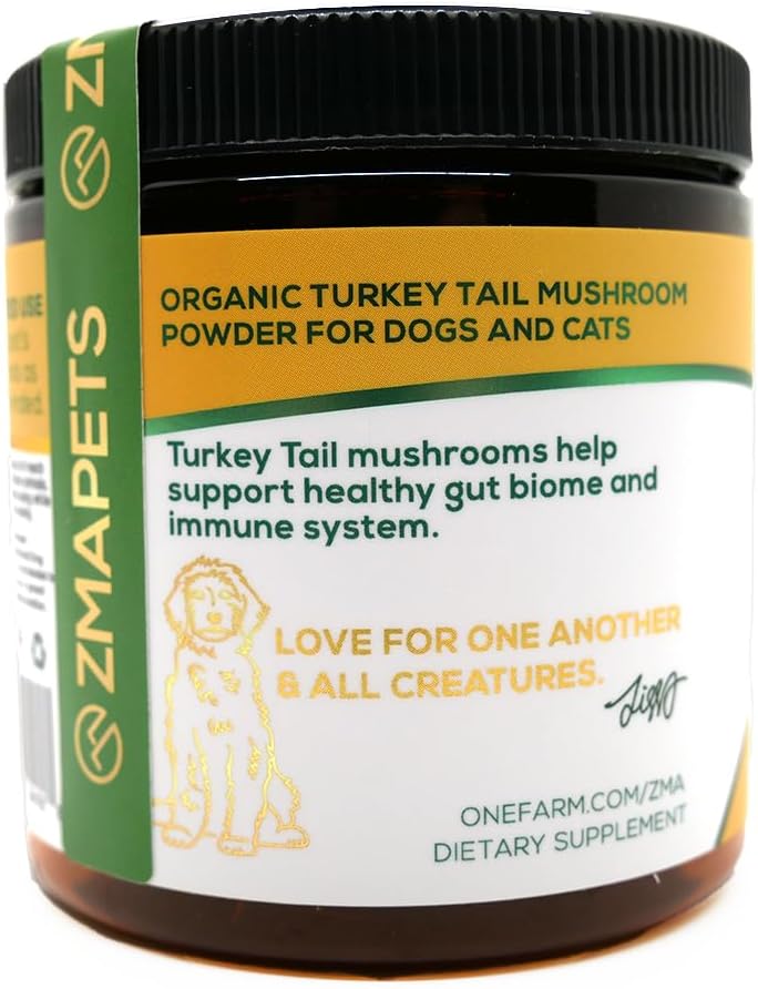 Organic Turkey Tail Mushroom Powder for Pets - Immunity & Digestion Support - Fruiting Body Extract, 90g